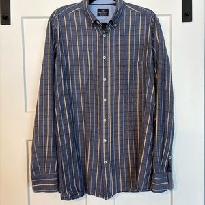 Navy Yellow and White Striped Men's Shirt by Baileys Men’s Regular Fit XL
